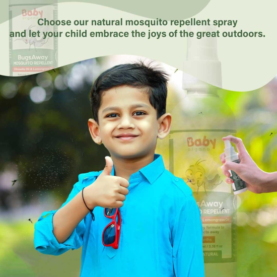 BabyOrgano BugsAway Mosquito Repellent Fabric Spray | Deet Free | 100% Herbal & Safe for kids