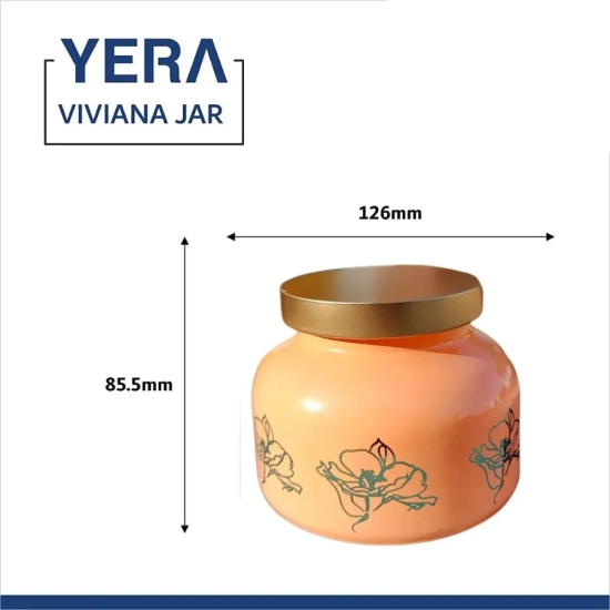 Yera Viviana 760 ML Glass Storage Jar with Metallic Lid | Set of 2 Pcs Pink