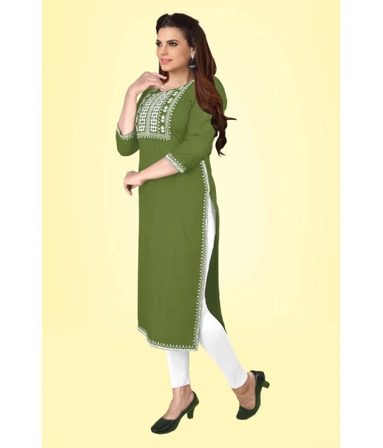 Kapadia - Green Rayon Womens Straight Kurti ( Pack of 1 ) - None