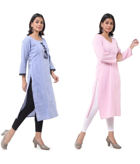 DESHBANDHU DBK - Multicolor Cotton Womens Straight Kurti ( Pack of 2 ) - None