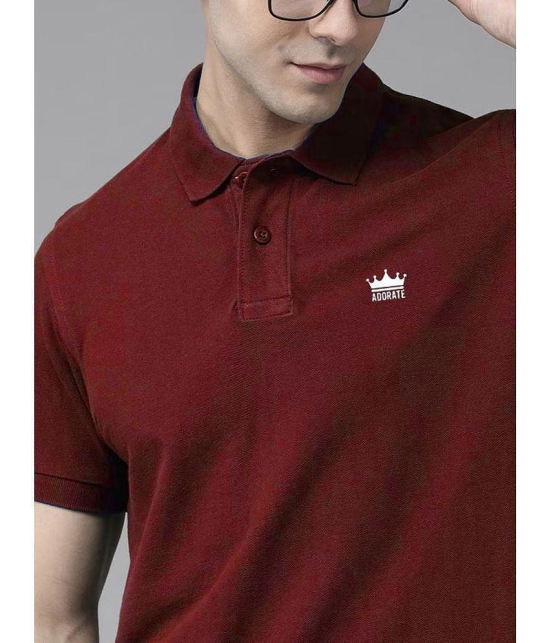 ADORATE Cotton Blend Regular Fit Solid Half Sleeves Mens Polo T Shirt - Maroon ( Pack of 1 ) - None