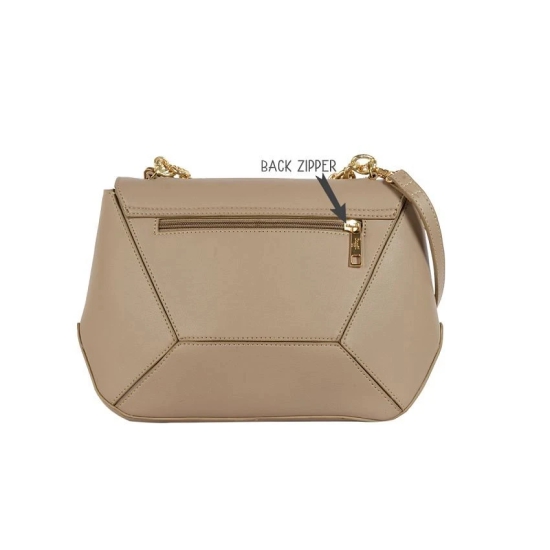 Baggit Beige Faux Leather Satchel Bag - Beige