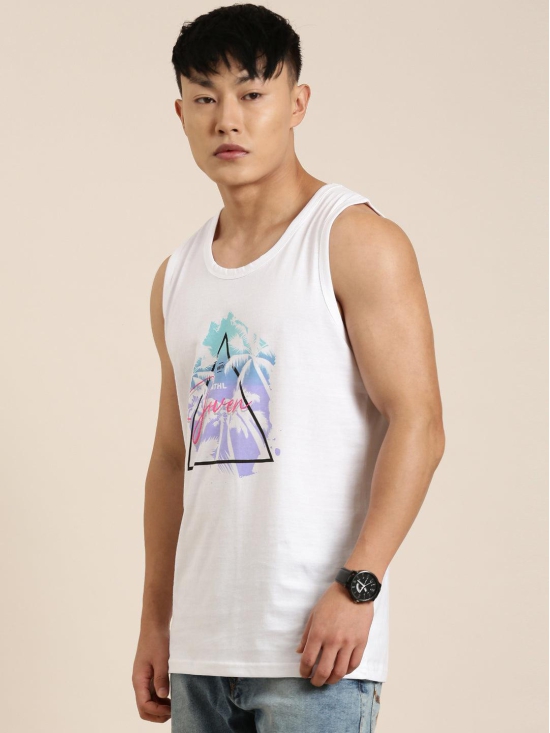 JOVEN Men Ivory Printed Innerwear Vest-L / Ivory