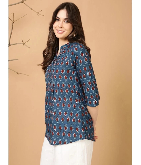 Antaran Cotton Printed Straight Womens Kurti - Blue ( Pack of 1 ) - None