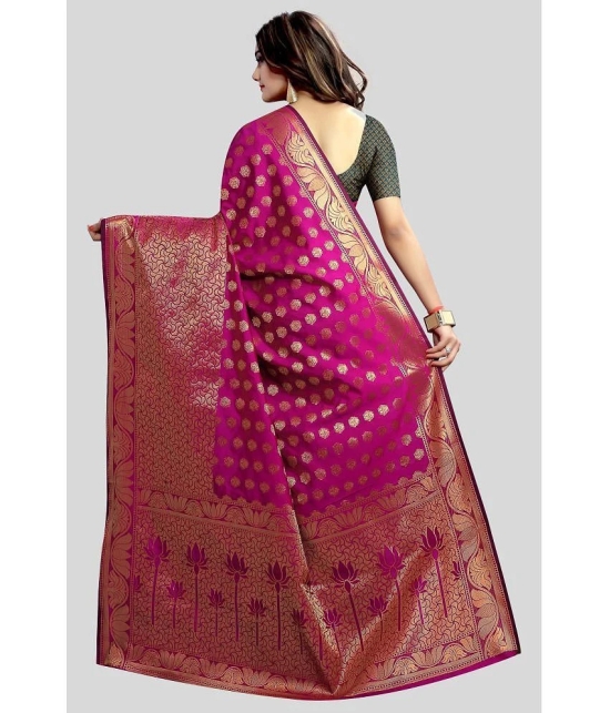 Gazal Fashions - Rama Banarasi Silk Saree With Blouse Piece ( Pack of 1 ) - Rama