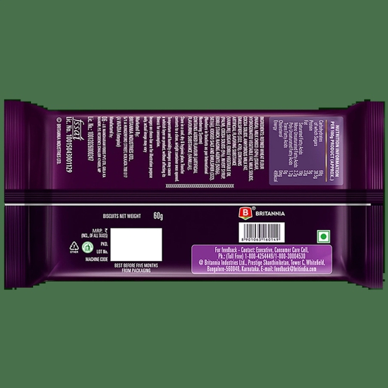 Britannia Pure Magic Deuce Biscuits - Milk Choco, Rich Chocolate Taste, Indulgent Snack, 60 G