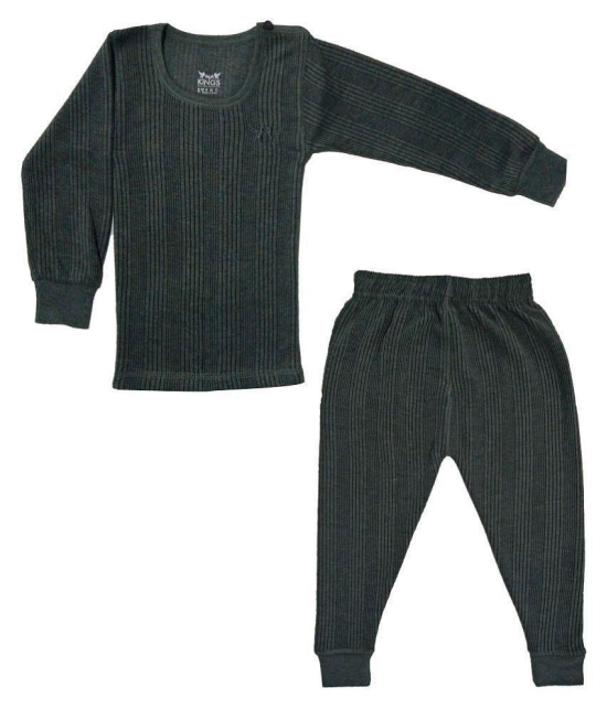 HAP Kings Round Neck Grey Melange Winter Thermal Set of Top Trouser /Thermal for Girls & Boys - None