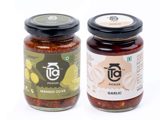 Ta Pickles | Mango Olive & Garlic Pickle | 150g [Pack of 2] Combo Made with Cold Pressed Oil | Homemade | Traditional Indian Taste | Natural | No Pre