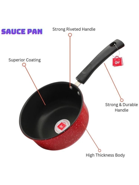 LAZYWINDOW Souce/Fry Pan & Tawa Maroon Hard Anodised Non-Stick Cookware Sets ( Set of 1 )