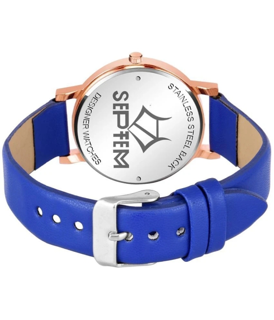 Septem Blue Leather Analog Womens Watch