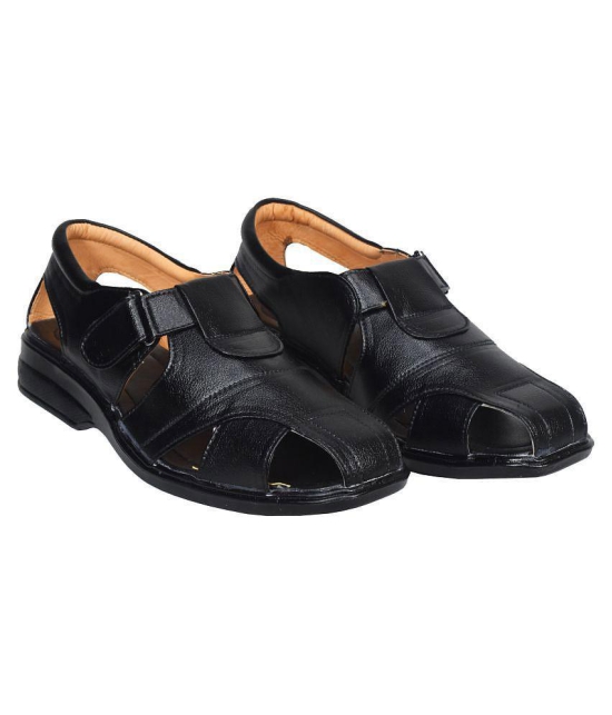 IndiForce Black Leather Sandals - 8