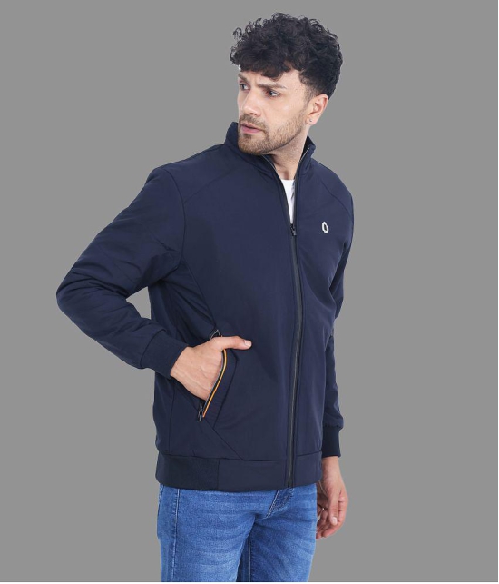 Dollar - Navy Blue PU Leather Regular Fit Men''s Windcheater Jacket ( Pack of 1 ) - None