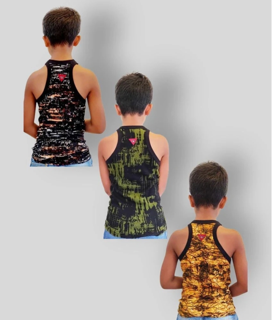 HAP - 100% Cotton Printed Multi Color Boys Vest ( Pack of 3 ) - None