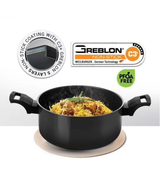 Milton Pro Cook Blackpearl Biryani Pot With Glass Lid, 26 cm, 5.5 Litres, Grey | Food Grade | Induction | Dishwasher | Flame | Hot Plate Safe