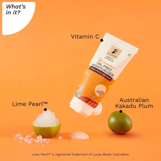 Pilgrim Australian 2% Vitamin C Oil free Moisturizer for oily & acne prone skin with Kakadu Plum & Lime Pearl? | Vitamin C Moisturizer for Face | Moisturiser for dry skin | Women & Men | 50 gm