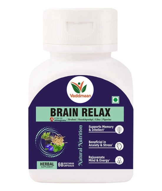 Vaddmaan Brain Relax - 60 Capsules| Brahmi | Shankhpushpi | KSM-66 Ashwagandha | Giloy | Mind Rejuvenation | Cognitive Wellness