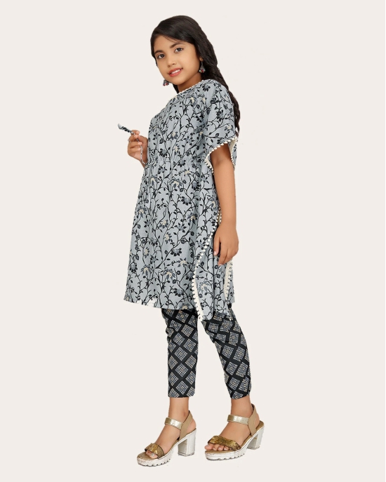 Ethnic Set kaftan & Bottom set And Like Kaftan dress-Grey / 6 - 7 Years