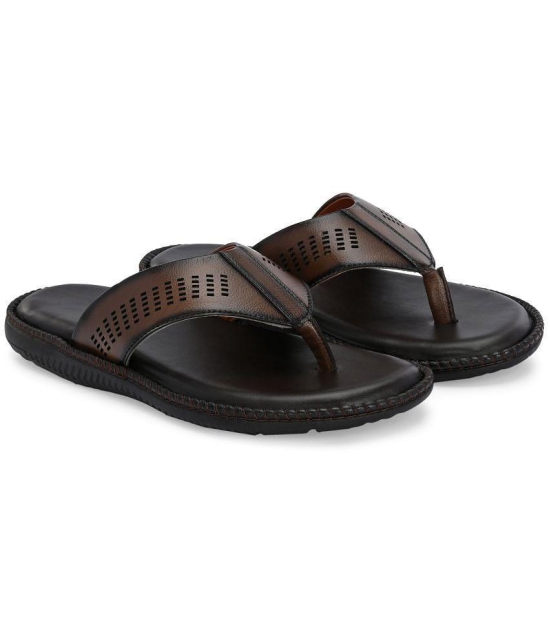 Leeport Brown Mens Slide Flip Flop - None