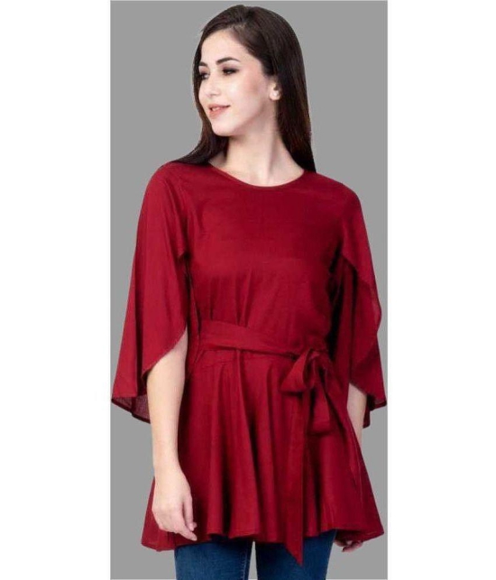 Smien - Maroon Rayon Women's Tunic ( Pack of 1 ) - None