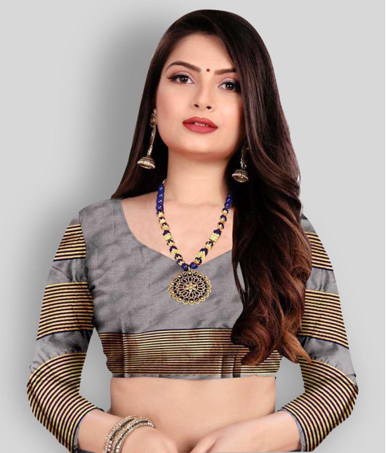 ofline selection - Grey Silk Blend Saree With Blouse Piece ( Pack of 1 ) - Grey