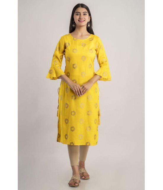 MAUKA - Yellow Rayon Women's Straight Kurti ( Pack of 1 ) - None