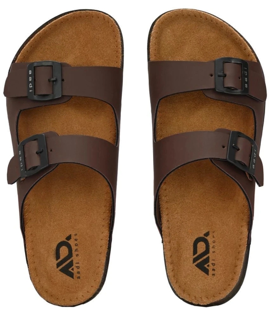 Aadi Brown Mens Leather Slipper - None