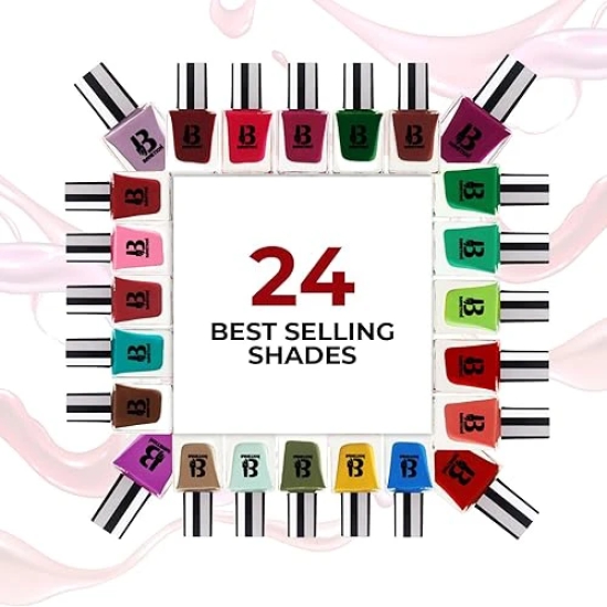 BANETION Nail Polish Combo Pack of 4 | Non UV - Gel Finish |Chip Resistant | Seaweed Enriched Formula| Long Lasting|Cruelty and Toxic Free- 9ml