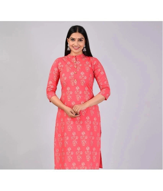 MAUKA Rayon Printed Straight Womens Kurti - Pink ( Pack of 1 ) - None