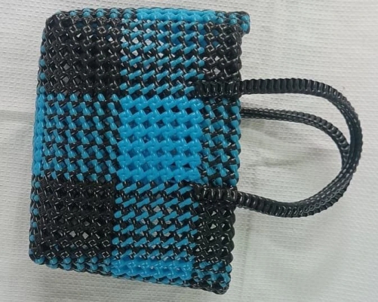 Miniature Blue and Black Handbag