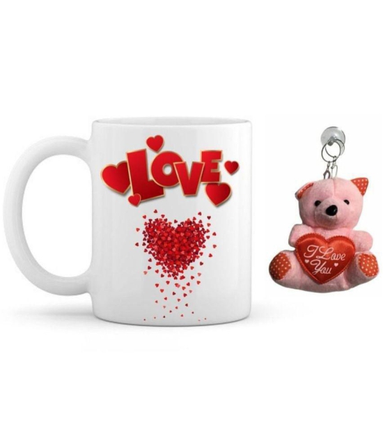 thriftkart Ceramic 1 mug & 1 teddy Gifting Mugs - Pack of 1