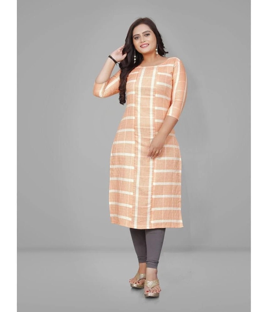 Parastri - Peach Cotton Womens Straight Kurti ( Pack of 1 ) - None