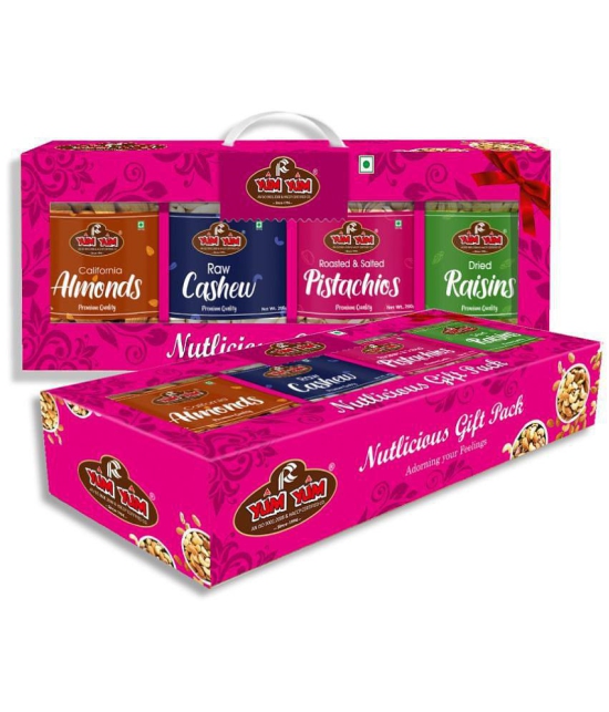 YUM YUM 800g Dry Fruits Gift Box (Diwali Special) Badam, Kaju, Pista, Kishmish - 200g Each