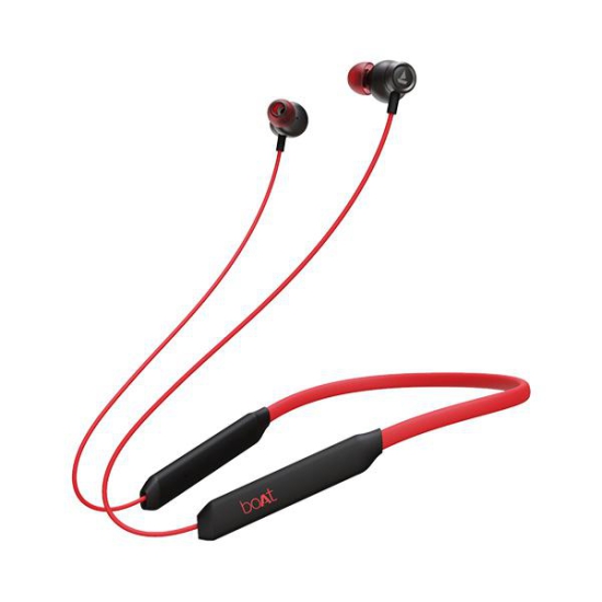 boAt Rockerz 205 Pro | Bluetooth Earphone with 10mm Drivers, Upto 30 Hour Playback, Lightweight Magnetic Earbuds Red