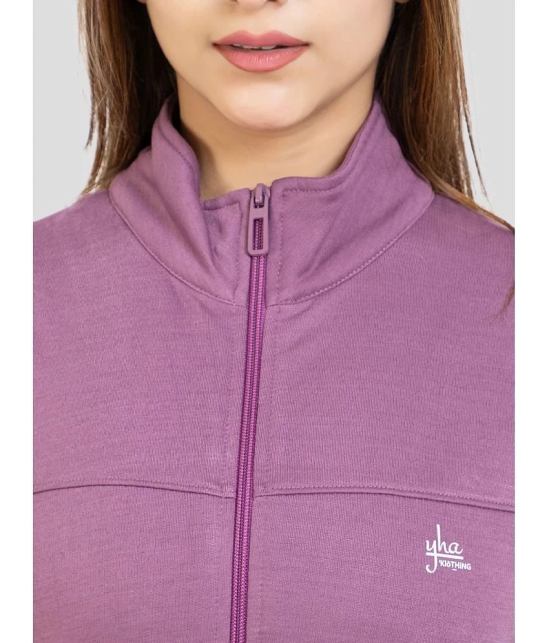 YHA Purple Fleece Solid Tracksuit - Pack of 2 - None