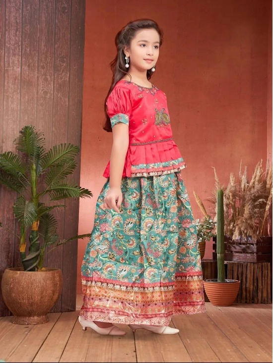 Aarika Pink Silk Girls Lehenga Choli Set ( Pack of 1 ) - None