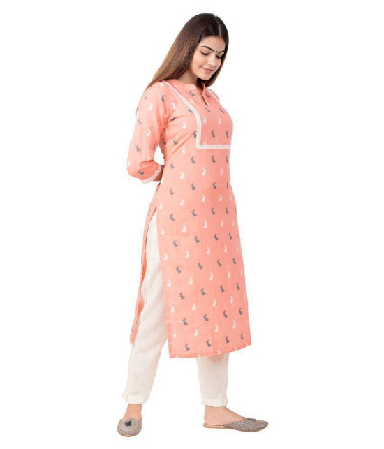 miravan Peach Cotton Blend Straight Kurti - 3XL