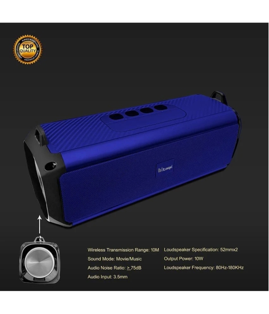 hitage BS-414 10H Music 5 W Bluetooth Speaker Bluetooth V 5.0 with USB,Aux,3D Bass Playback Time 24 hrs Blue - Blue