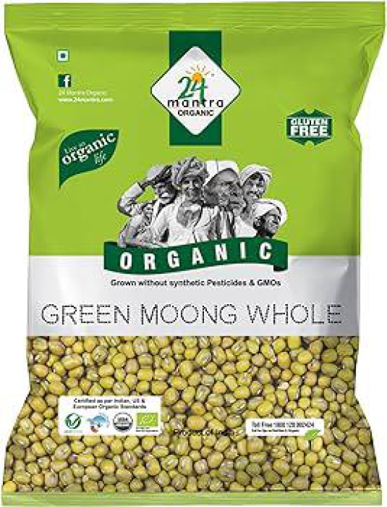 24 mantra GREEN MOONG WHOLE   500 GMS