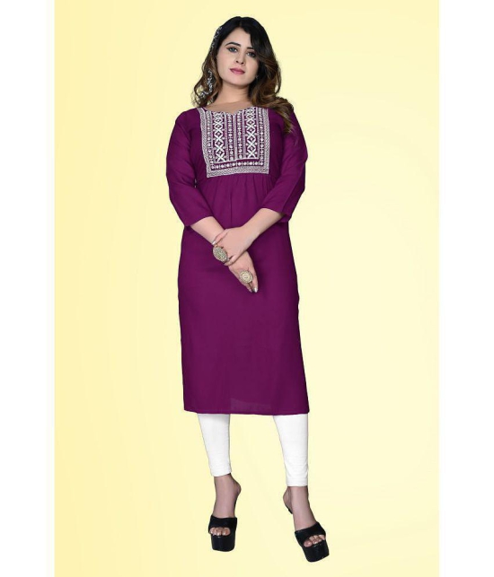 haya fashion - Magenta Rayon Women's Straight Kurti ( Pack of 1 ) - None