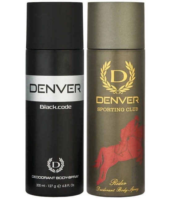 Denver Black Code & Rider Deodorant Spray for Men 400 ml ( Pack of 2 )