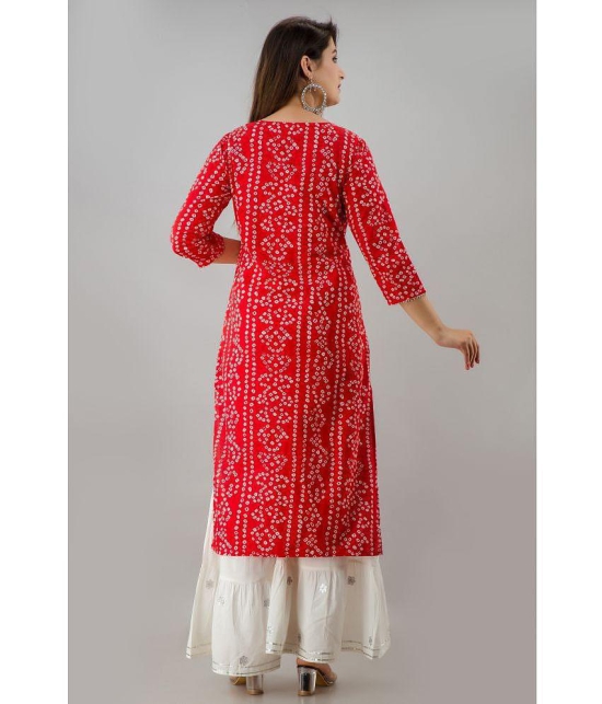 FabbibaPrints - Red Rayon Women's Straight Kurti ( Pack of 1 ) - None