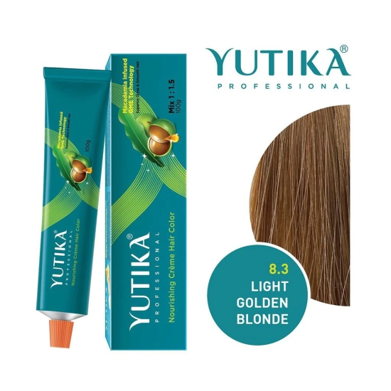 Yuthika Professional Creme Hair Color 8.3 Light Golden Blonde 100gm Permanent Hair Colour, Professional Salon Hair Colour