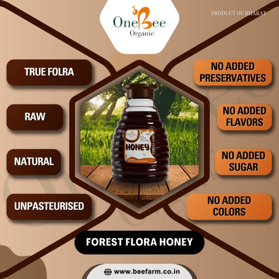 ONE BEE ORGANIC Honey | Forest Flora Honey/Forest Honey | 100% Pure, Natural and Raw Honey - 280 GM.