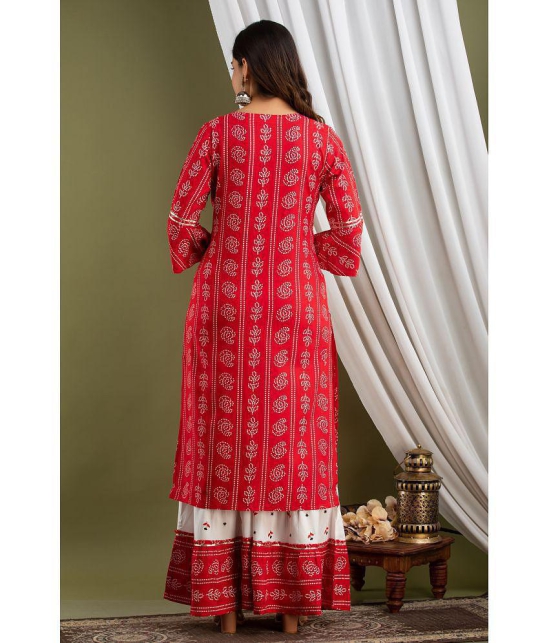 Lee Moda - Red Straight Rayon Women's Stitched Salwar Suit ( Pack of 1 ) - M