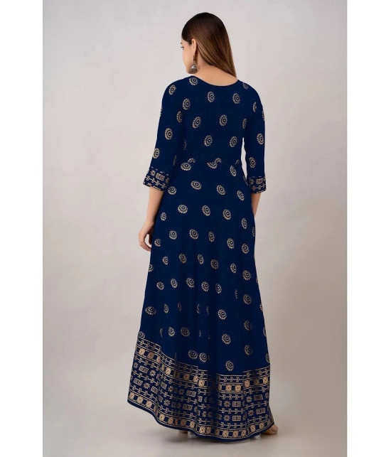 Kapadia - Navy Blue Rayon Womens Anarkali Kurti ( Pack of 1 ) - None