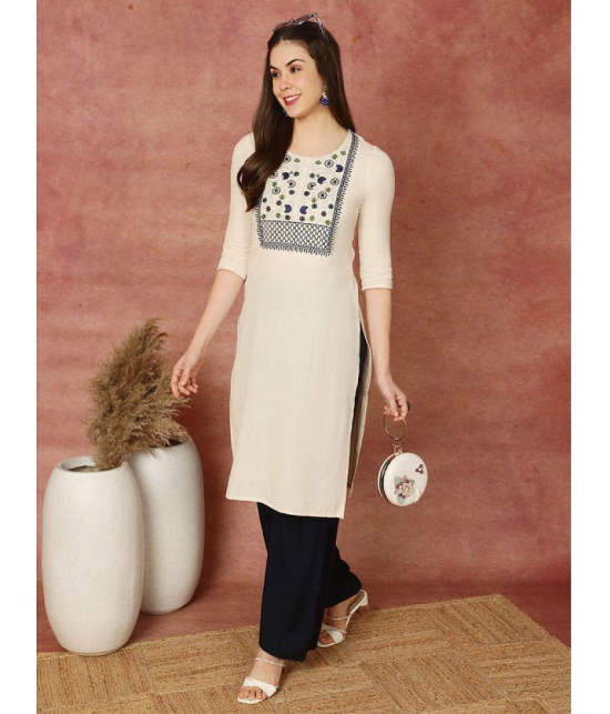 Antaran Cotton Embroidered Straight Womens Kurti - White ( Pack of 1 ) - None