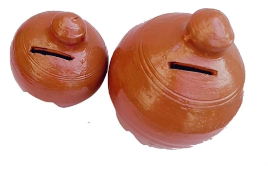 Mii Art Craft Mitti Gullak for Kids and Adults, Piggy Bank, Mitti ka Gullak;size-19cm and (Brown) Pack of 1gullak Clay Coin Bank/Mitti Ka coim Box