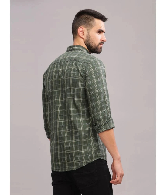 Paul Street 100% Cotton Slim Fit Checks Full Sleeves Mens Casual Shirt - Olive ( Pack of 1 ) - None