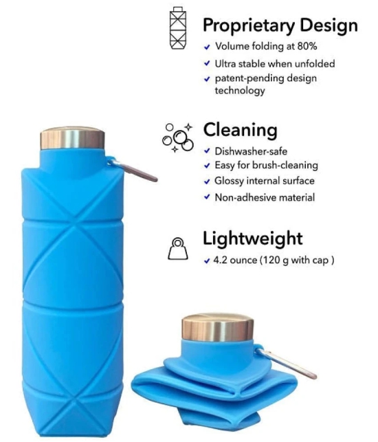 Shopeleven Silicone Folding Water bottle Blue Silicone Water Bottle 700 mL ( Set of 1 ) - Blue