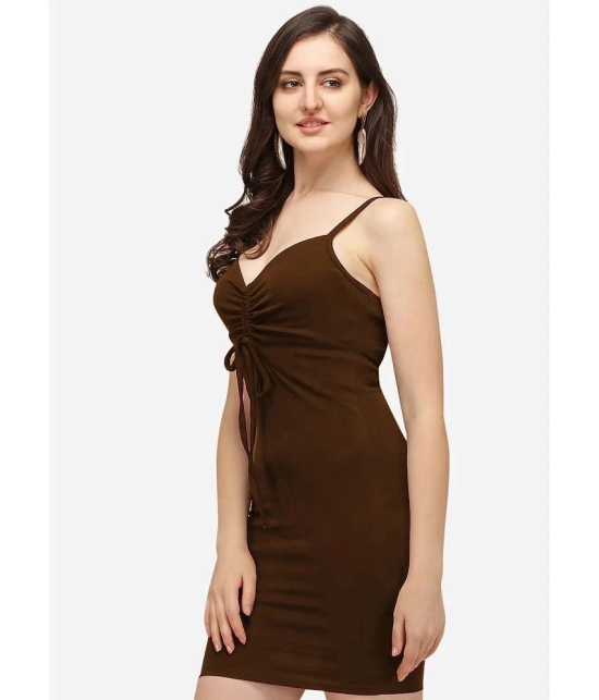 clafoutis Lycra Solid Knee Length Womens Bodycon Dress - Brown ( Pack of 1 ) - None